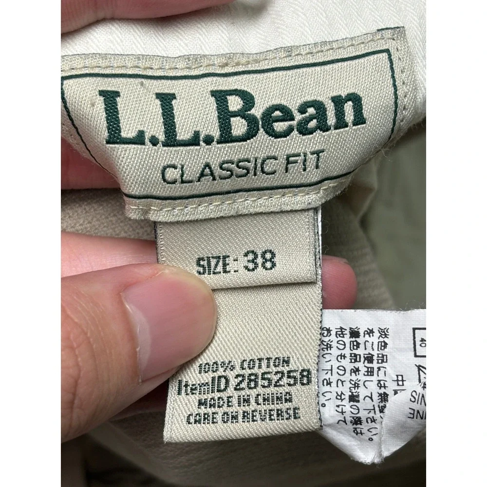 LL Bean Classic Fit Corduroy Pleated Pants Tan Mens Size 38x31‎
